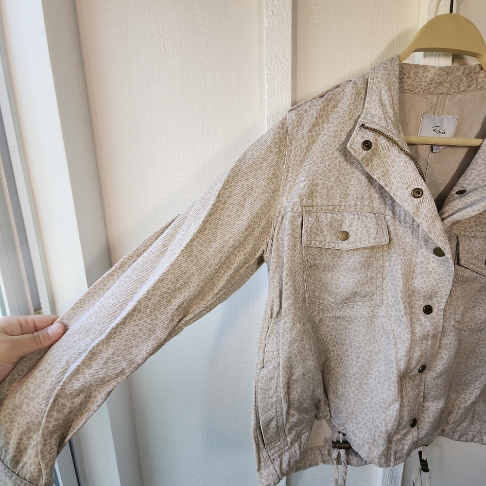 Rails Collins Linen Blend Utility Jacket White Mi… - image 5